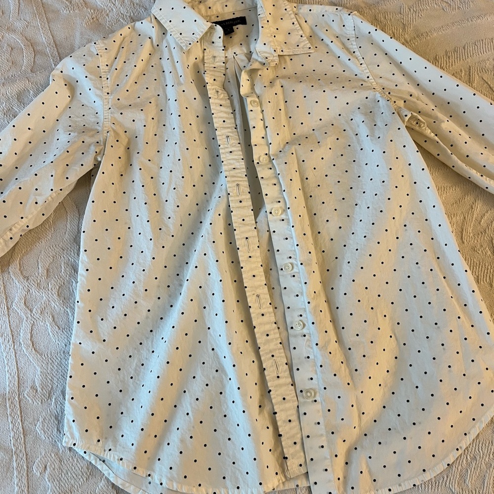 Banana Republic Cream Polka Dot Shirt
